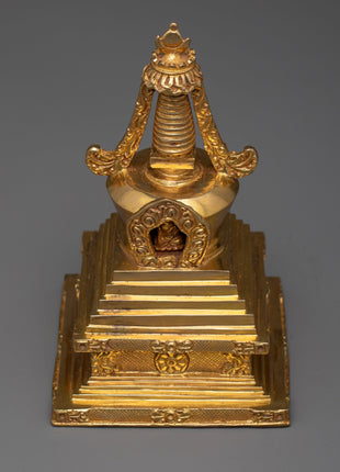 Traditional Stupa Statue | Artisan Crafted Symbol of Buddhist Wisdom