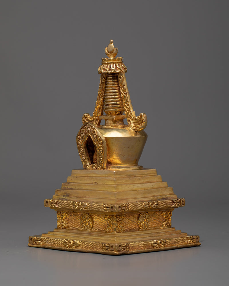 Traditional Stupa Statue | Artisan Crafted Symbol of Buddhist Wisdom