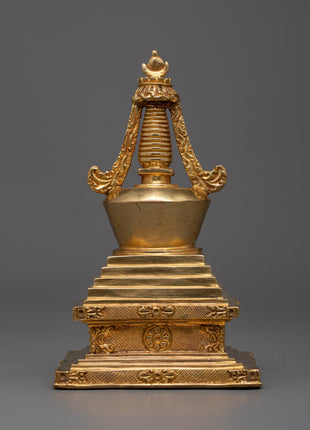 Traditional Stupa Statue | Artisan Crafted Symbol of Buddhist Wisdom