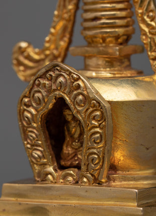 Traditional Stupa Statue | Artisan Crafted Symbol of Buddhist Wisdom