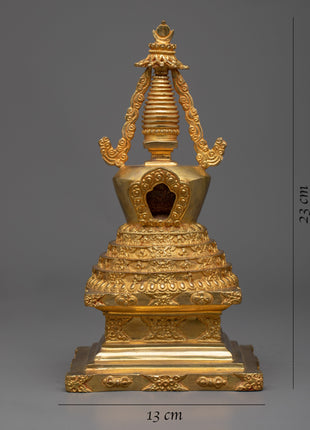 Handcrafted Buddhist Tibetan Stupa | Spiritual Enlightenment Symbol