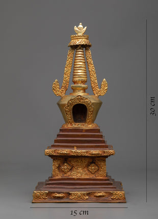Copper Stupa Statue | Traditional Handcrafted Spiritual Decor