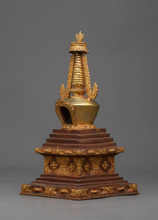 Copper Stupa Statue | Traditional Handcrafted Spiritual Decor