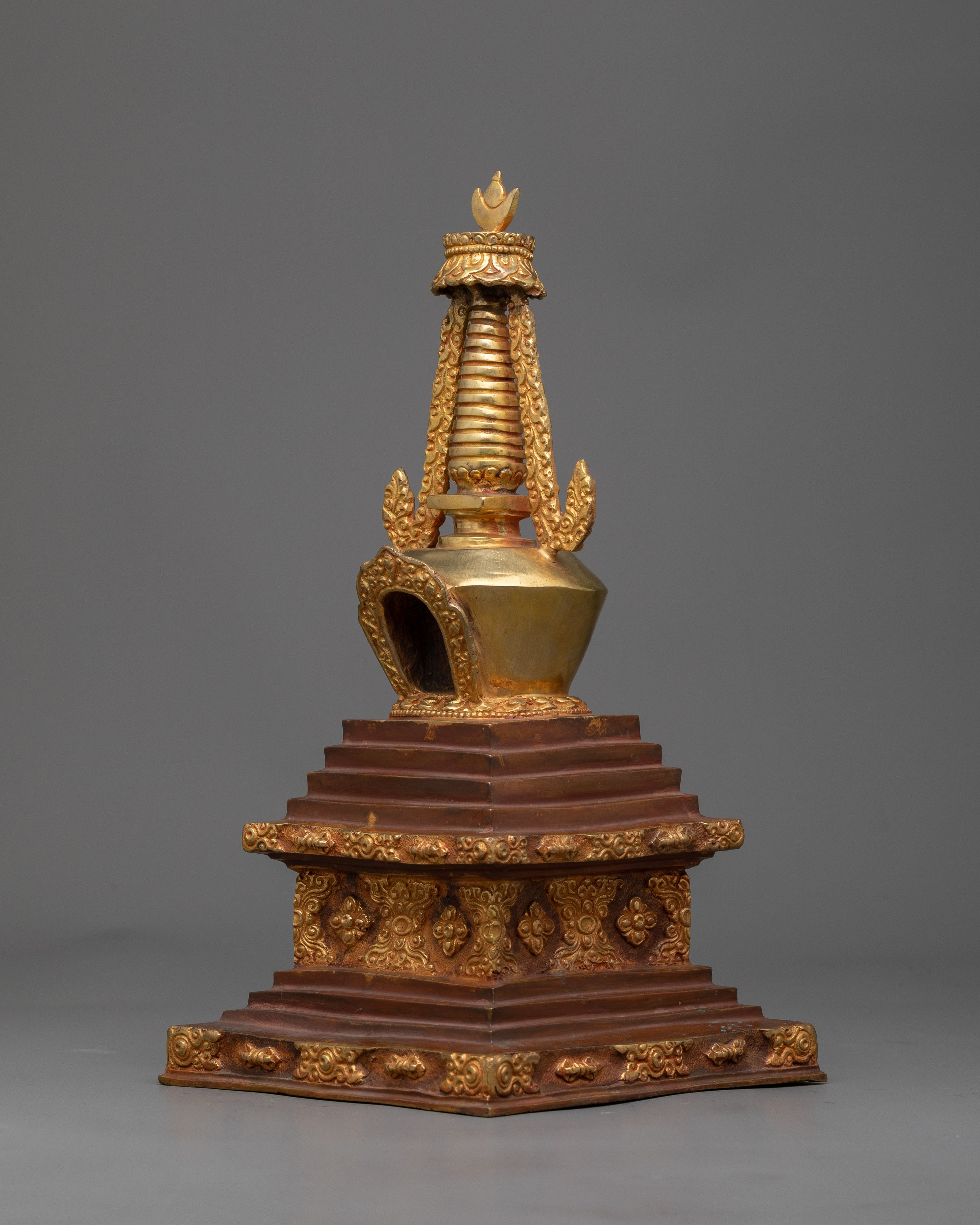 Copper Stupa Statue | Traditional Handcrafted Spiritual Decor