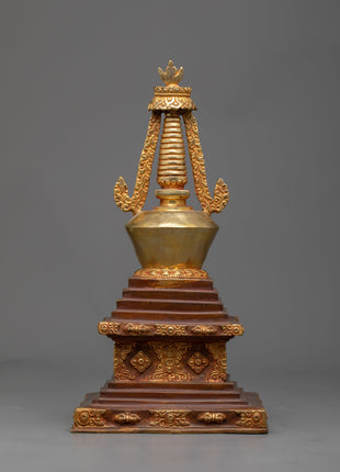 Copper Stupa Statue | Traditional Handcrafted Spiritual Decor