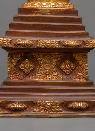 Copper Stupa Statue | Traditional Handcrafted Spiritual Decor