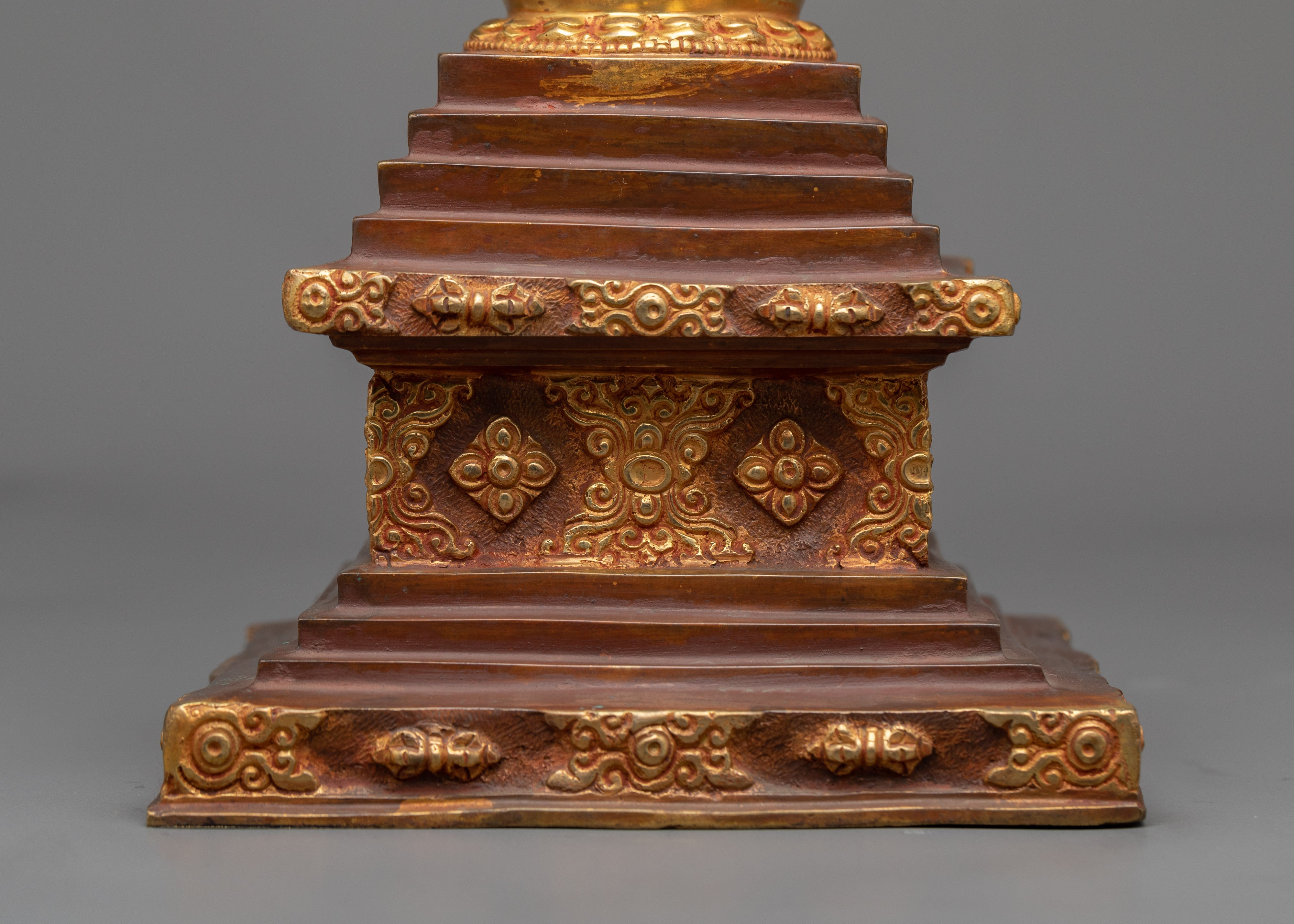 Copper Stupa Statue | Traditional Handcrafted Spiritual Decor