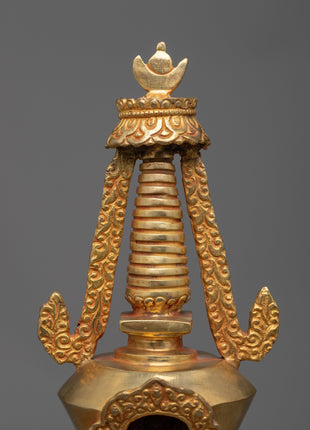 Copper Stupa Statue | Traditional Handcrafted Spiritual Decor
