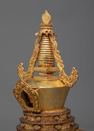Gold Gilded Stupa | Detailed Handmade Spiritual Symbol