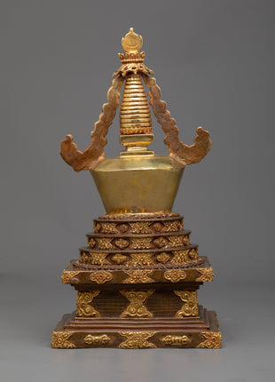 Gold Gilded Stupa | Detailed Handmade Spiritual Symbol