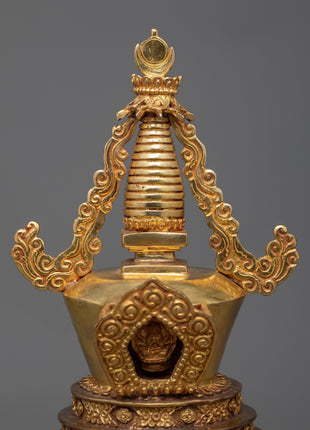 Gold Gilded Stupa | Detailed Handmade Spiritual Symbol