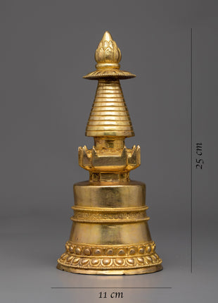 Tibetan Gold Stupa | Exquisite Artisan Crafted Spiritual Symbol