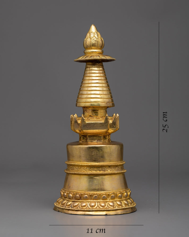 Tibetan Gold Stupa | Exquisite Artisan Crafted Spiritual Symbol