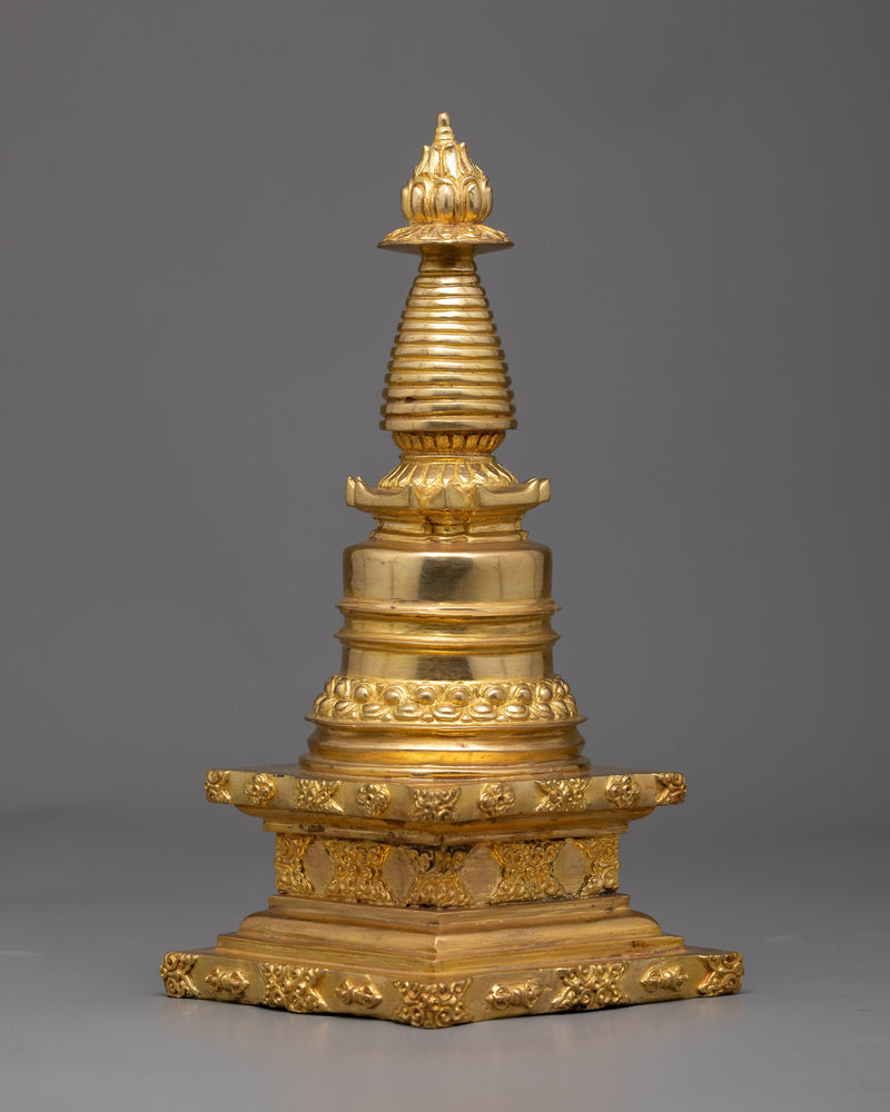 Handcrafted Golden Stupa | Sacred Handmade Spiritual Decor