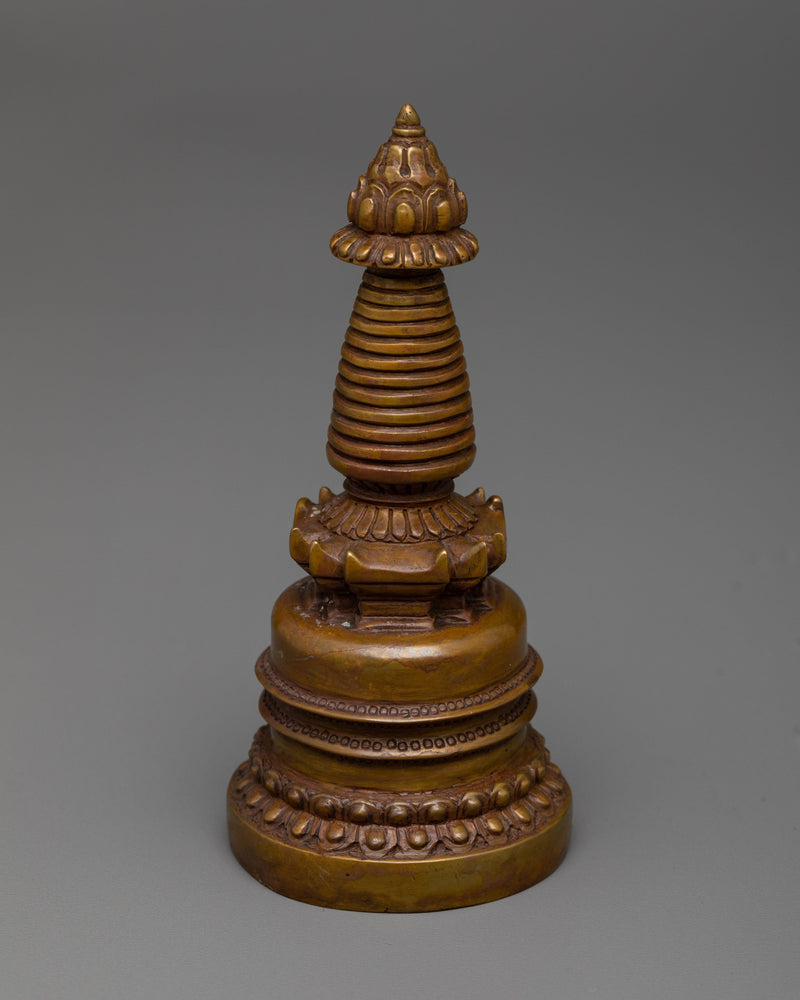 Oxidized Copper Stupa | Exquisite Artisan Crafted Spiritual Artifact