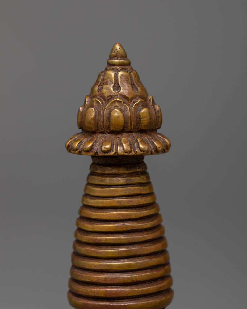 Oxidized Copper Stupa | Exquisite Artisan Crafted Spiritual Artifact