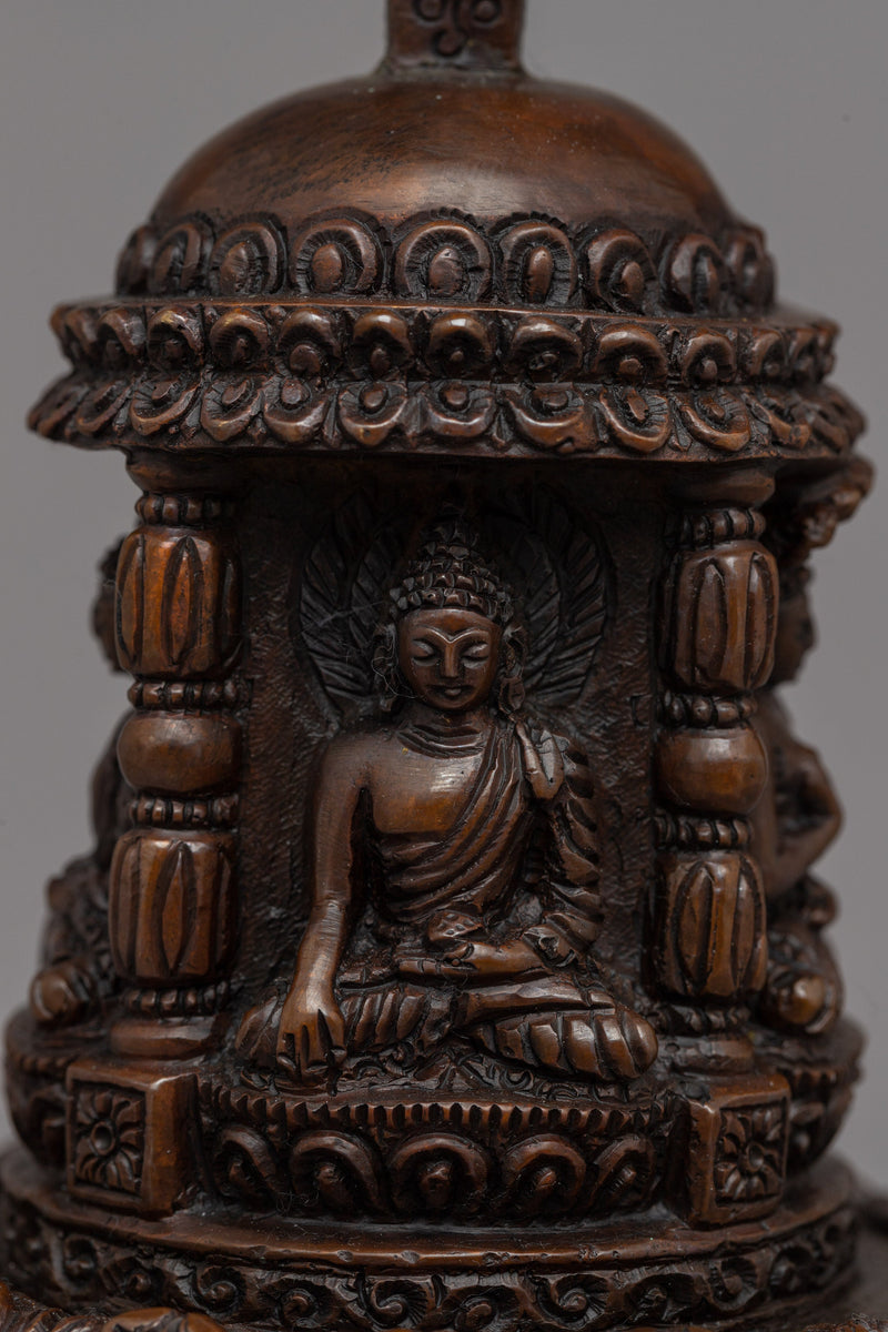 Exquisite Handcrafted Tibetan Buddhist Stupa | High-Quality Oxidized Copper Buddhist Chaitya Stupa