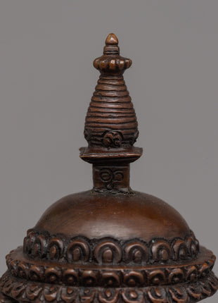 Exquisite Handcrafted Tibetan Buddhist Stupa | High-Quality Oxidized Copper Buddhist Chaitya Stupa
