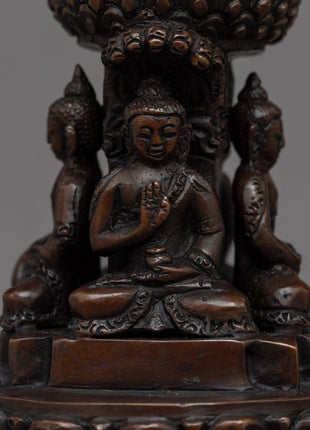 28"cm Tibetan Buddhist Stupa | Exquisite Handmade Oxidized Copper Pagoda Chaitya Statue