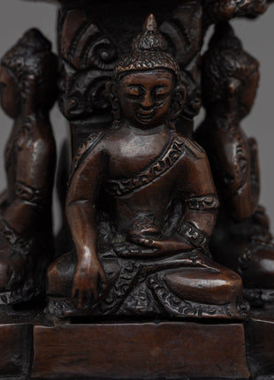 28"cm Tibetan Buddhist Stupa | Exquisite Handmade Oxidized Copper Pagoda Chaitya Statue