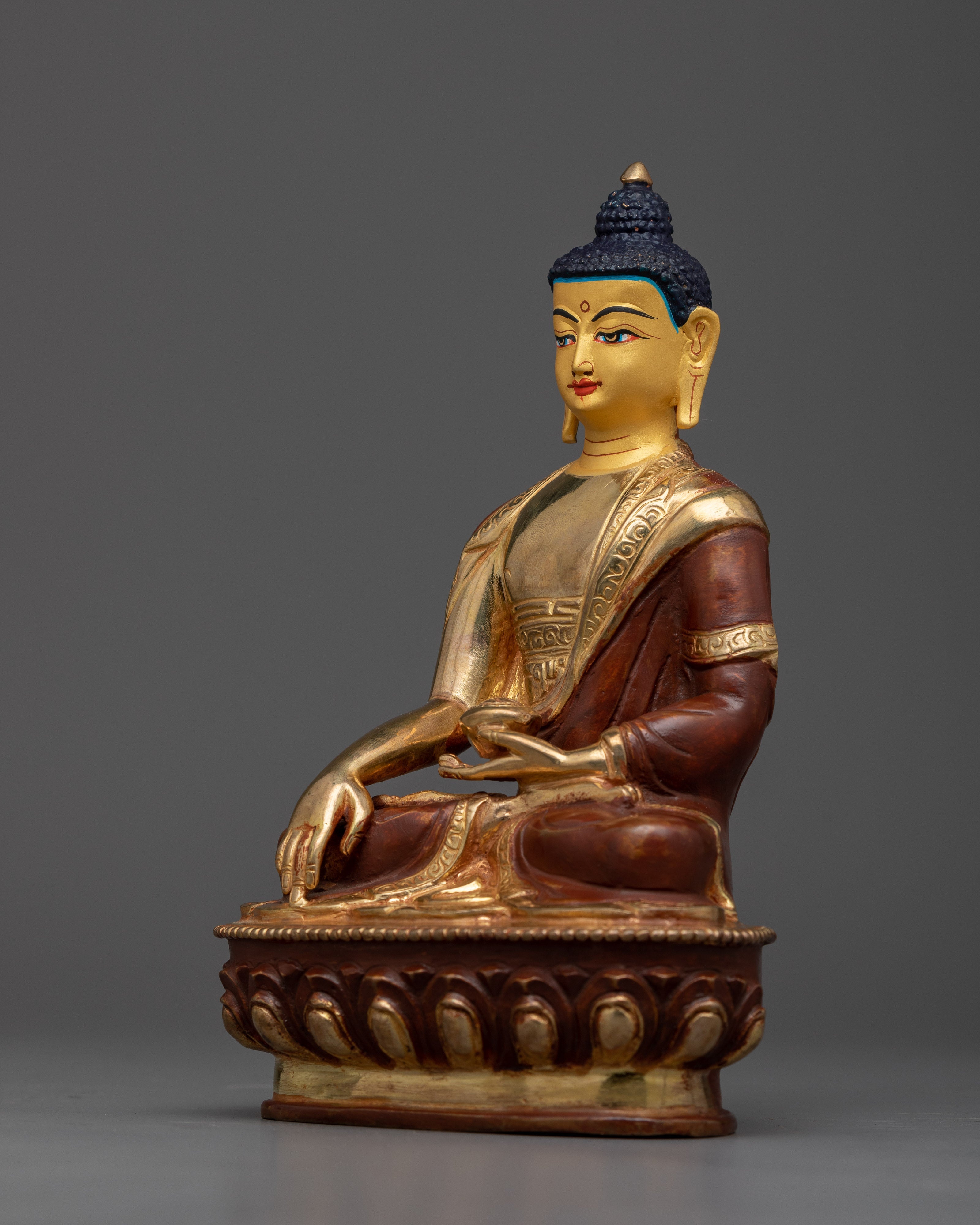 Gold Gilded Shakyamuni Buddha Statue | Resplendent Meditation Altar Centerpiece