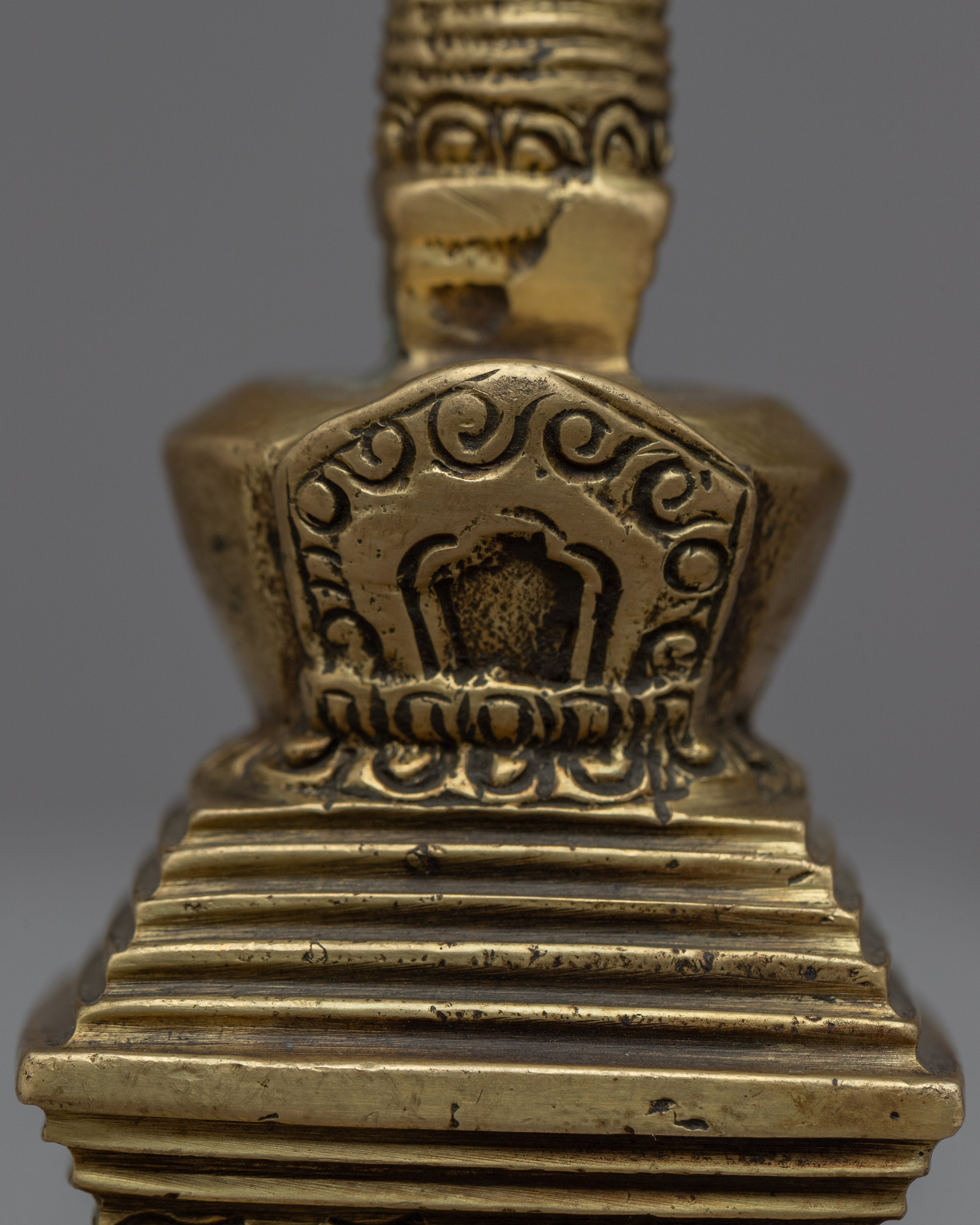 Buddhist Brass Stupa | Decorative Stupa of Blessings and Spiritual Craftsmanship