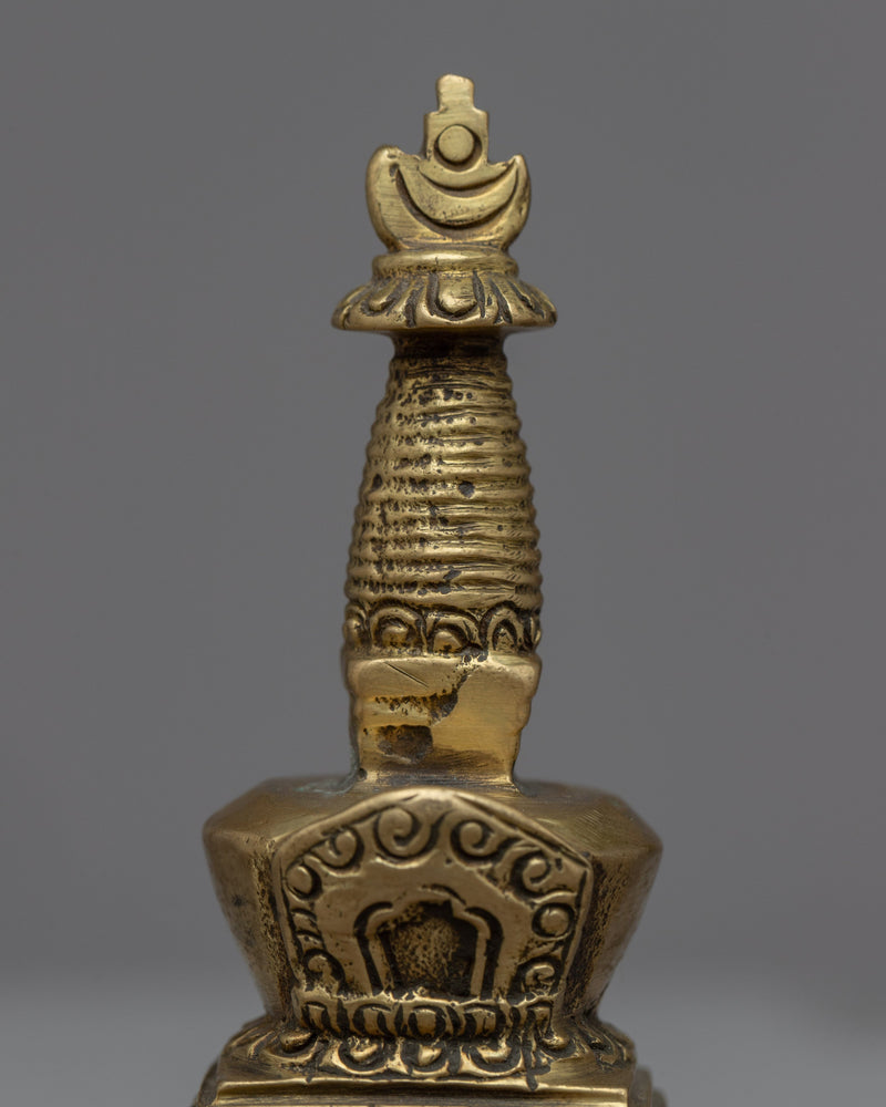 Buddhist Brass Stupa | Decorative Stupa of Blessings and Spiritual Craftsmanship