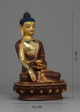 High Quality Shakyamuni Buddha Statue | Detailed 20cm Gold-Embellished Meditation Sculpture