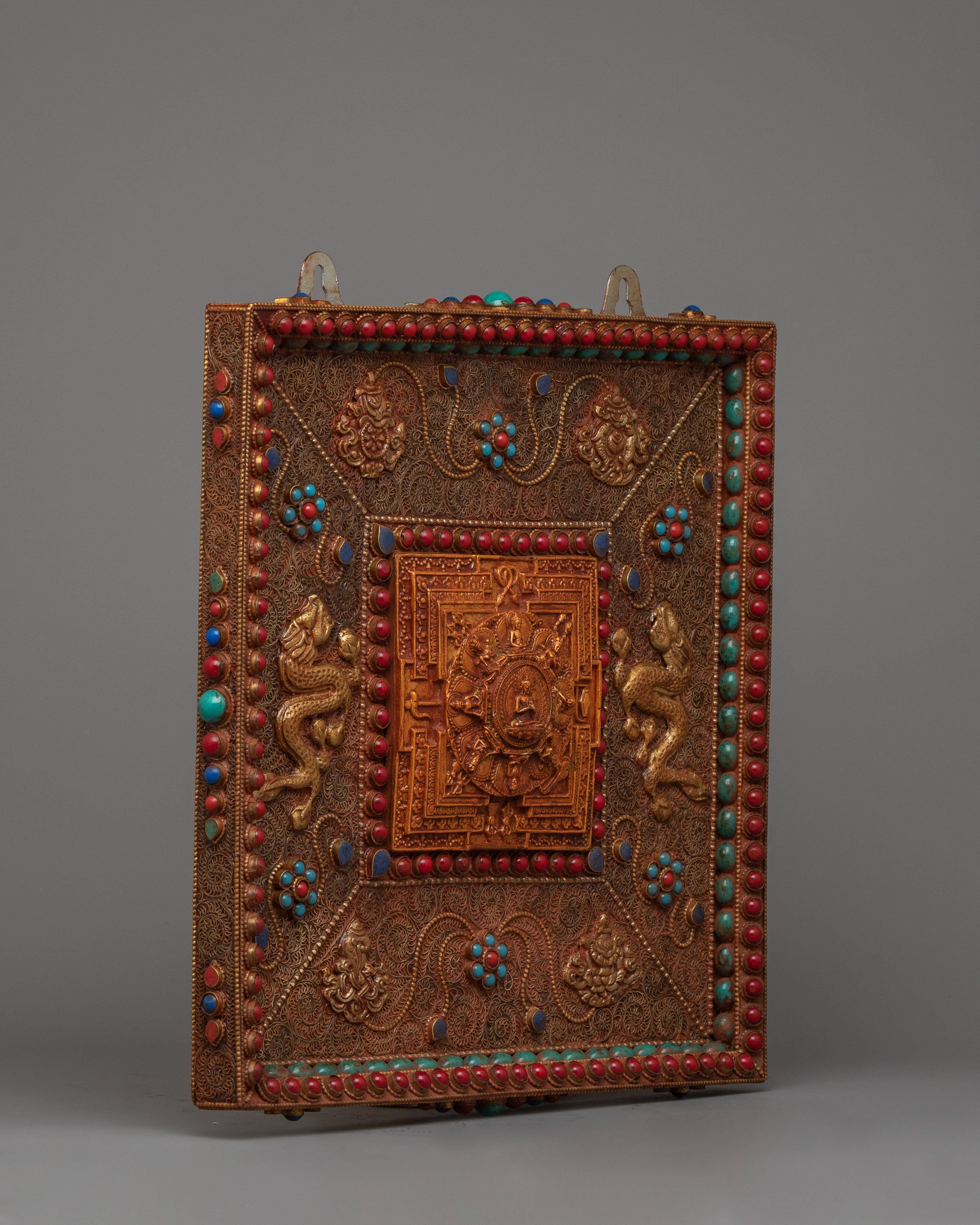 Large Metal Wall Hanging | Handcrafted Decorative Metal Thangka