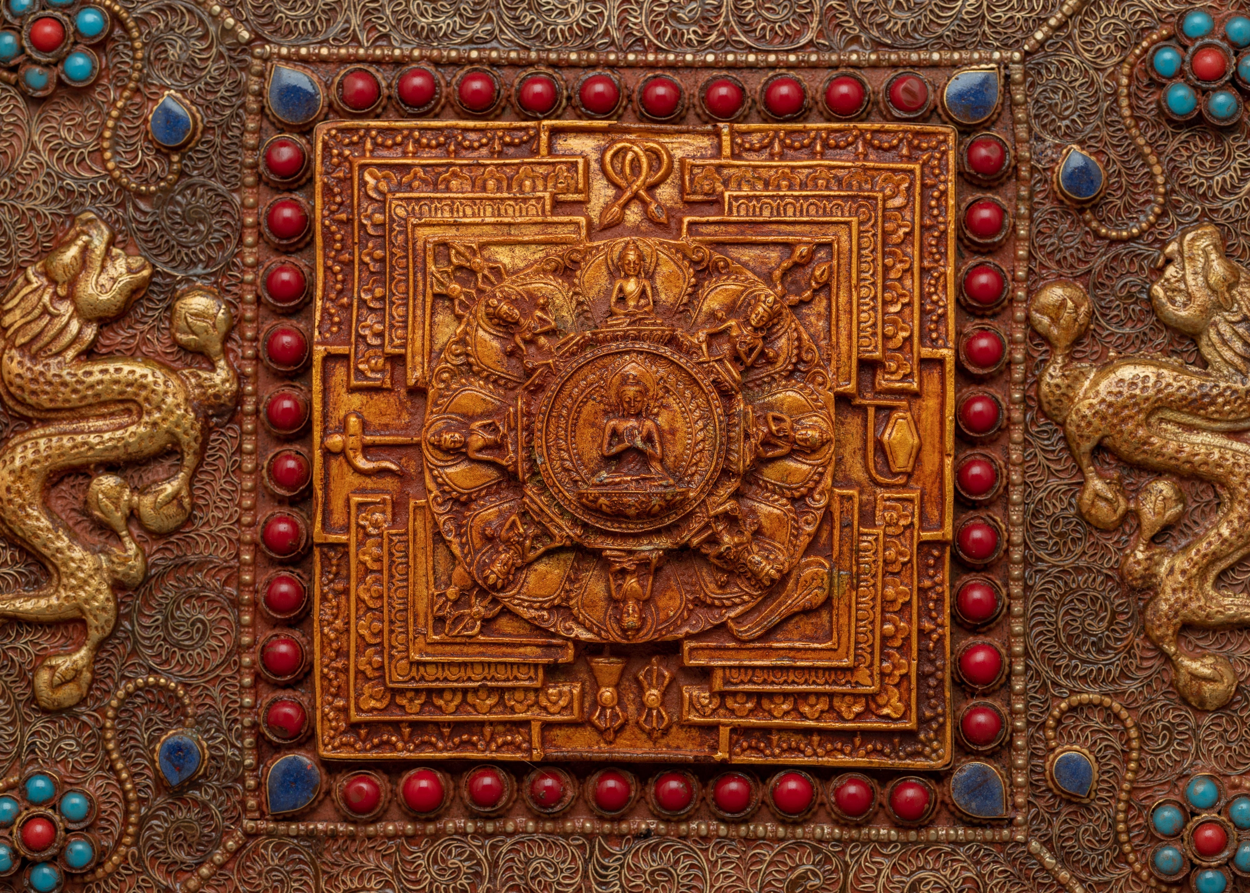 Large Metal Wall Hanging | Handcrafted Decorative Metal Thangka
