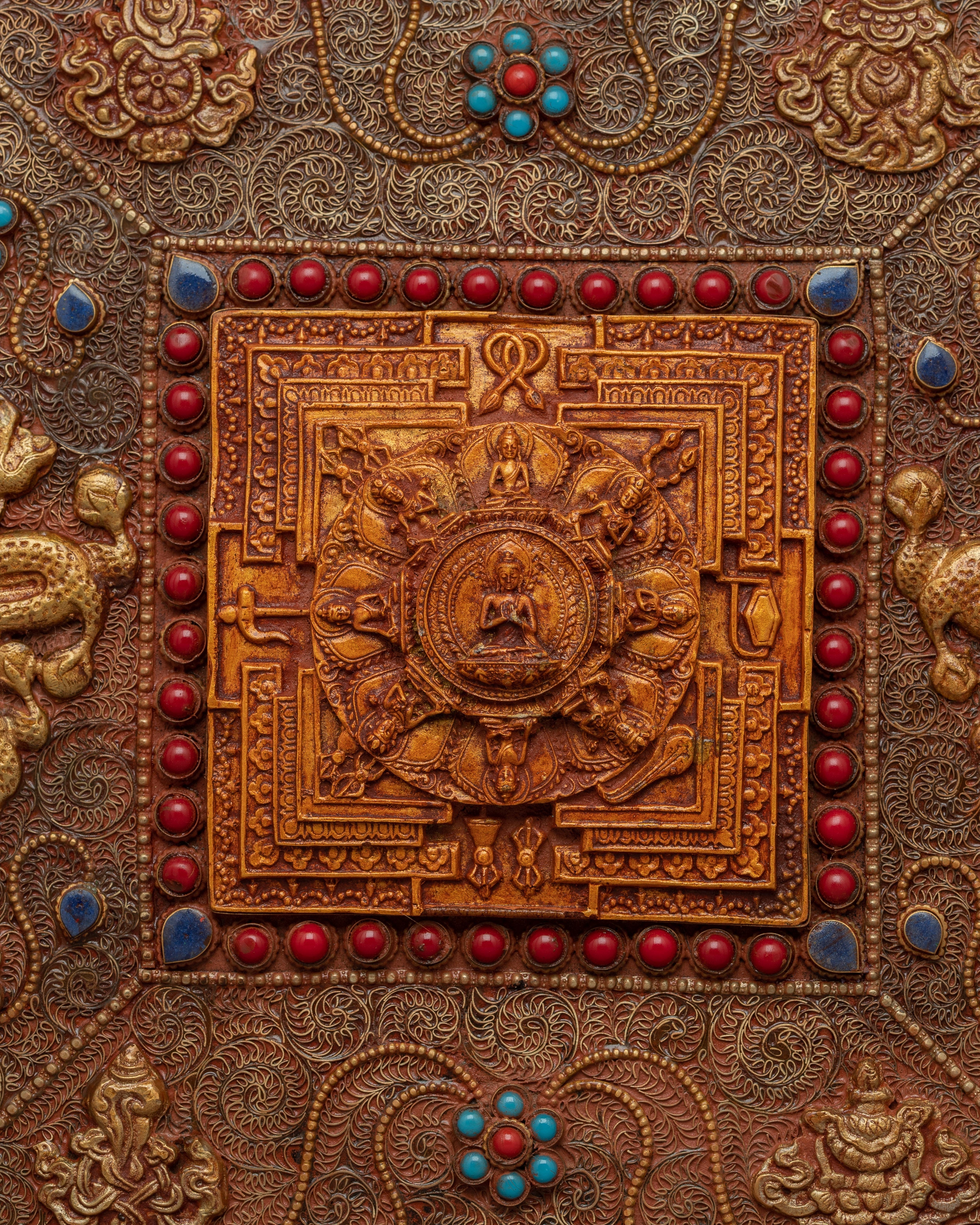 Large Metal Wall Hanging | Handcrafted Decorative Metal Thangka