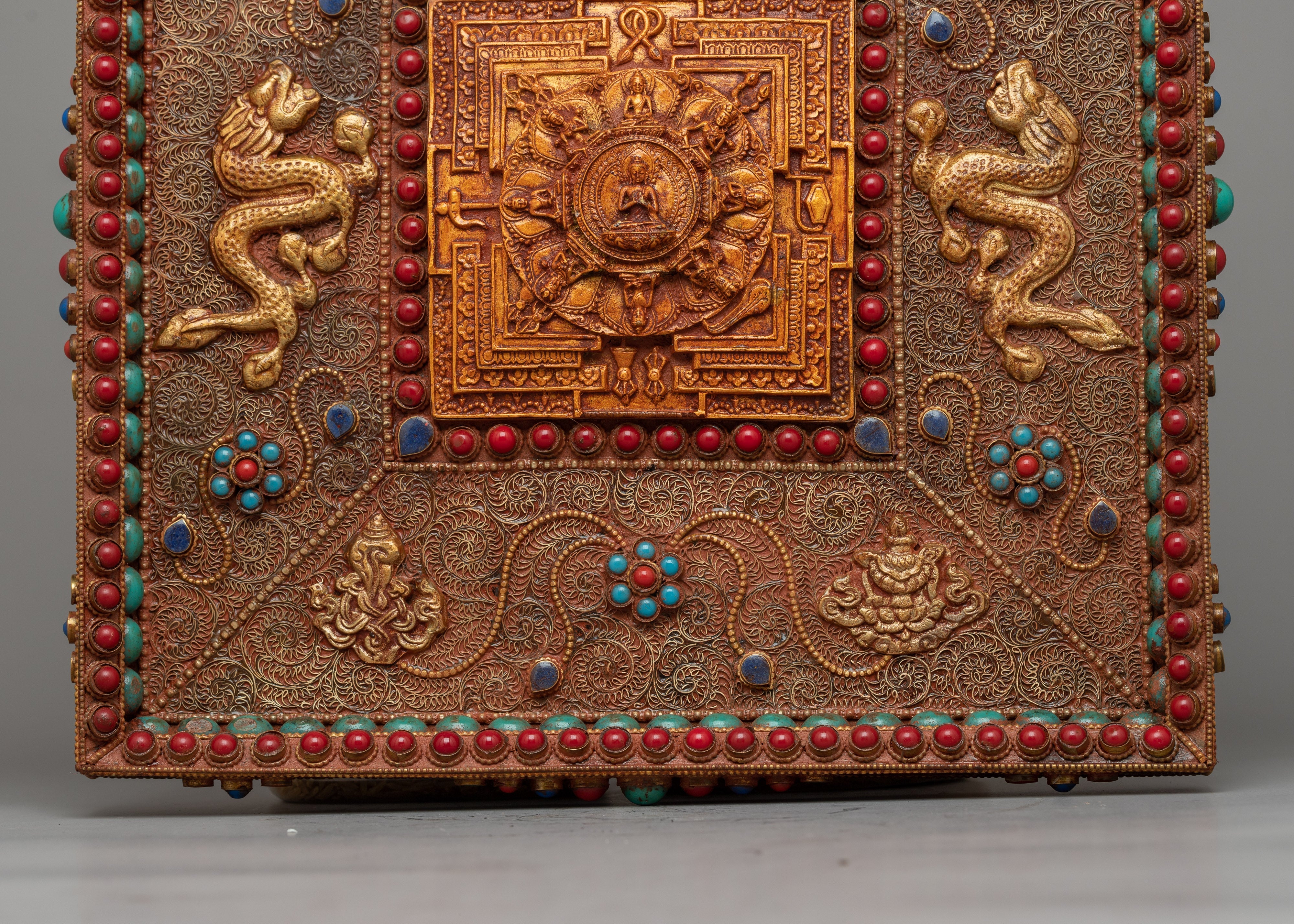 Large Metal Wall Hanging | Handcrafted Decorative Metal Thangka