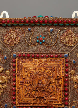 Large Metal Wall Hanging | Handcrafted Decorative Metal Thangka
