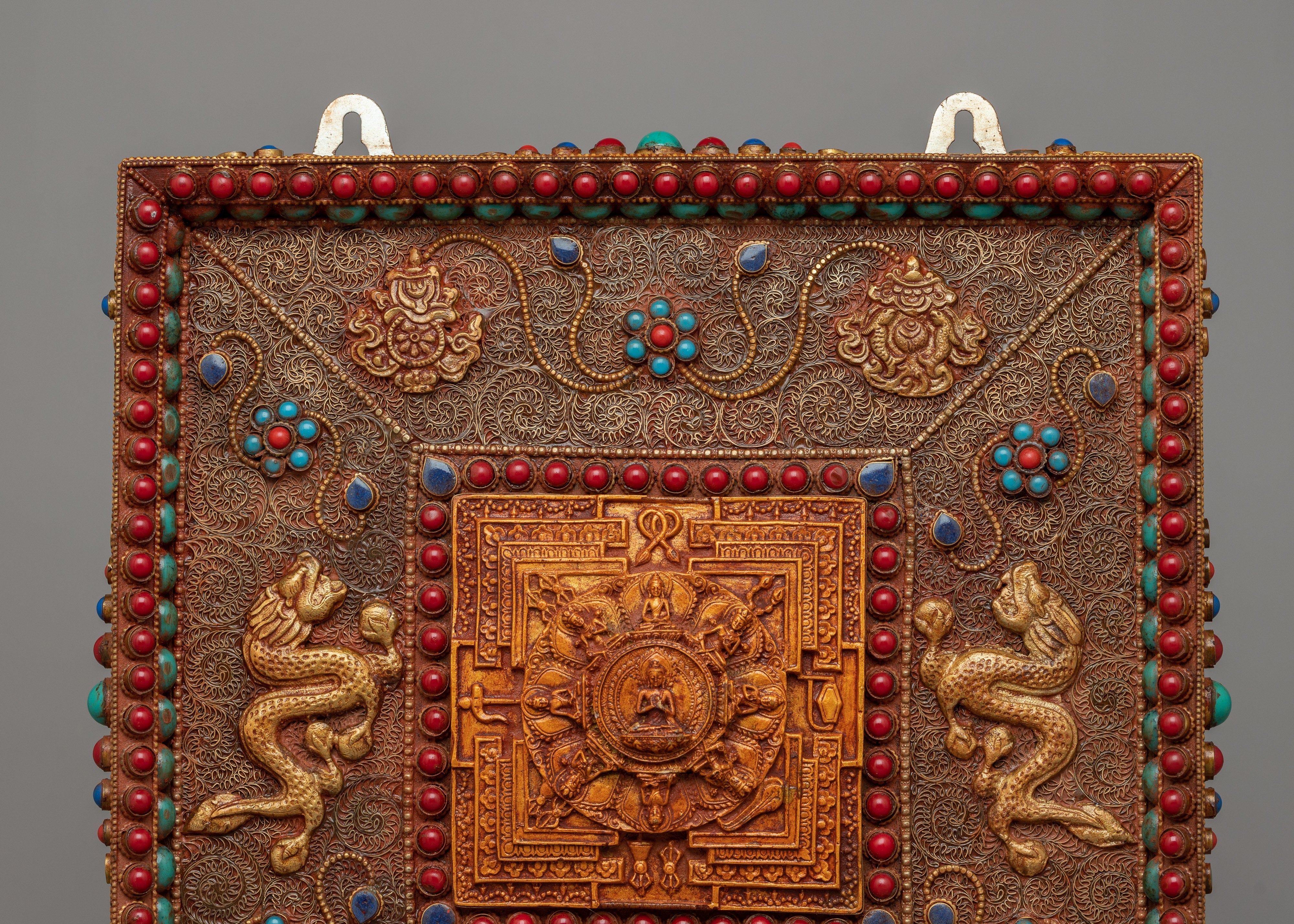 Large Metal Wall Hanging | Handcrafted Decorative Metal Thangka