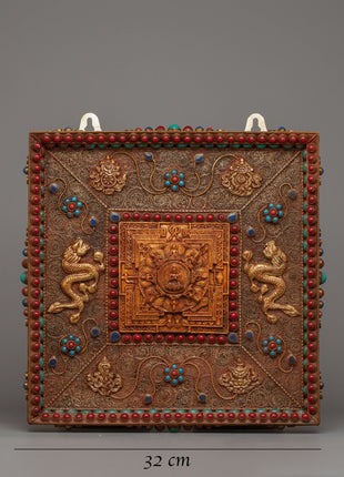 Large Metal Wall Hanging | Handcrafted Decorative Metal Thangka
