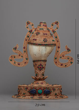 Tibetan Sankha with Stand | Religious Gift from Nepal