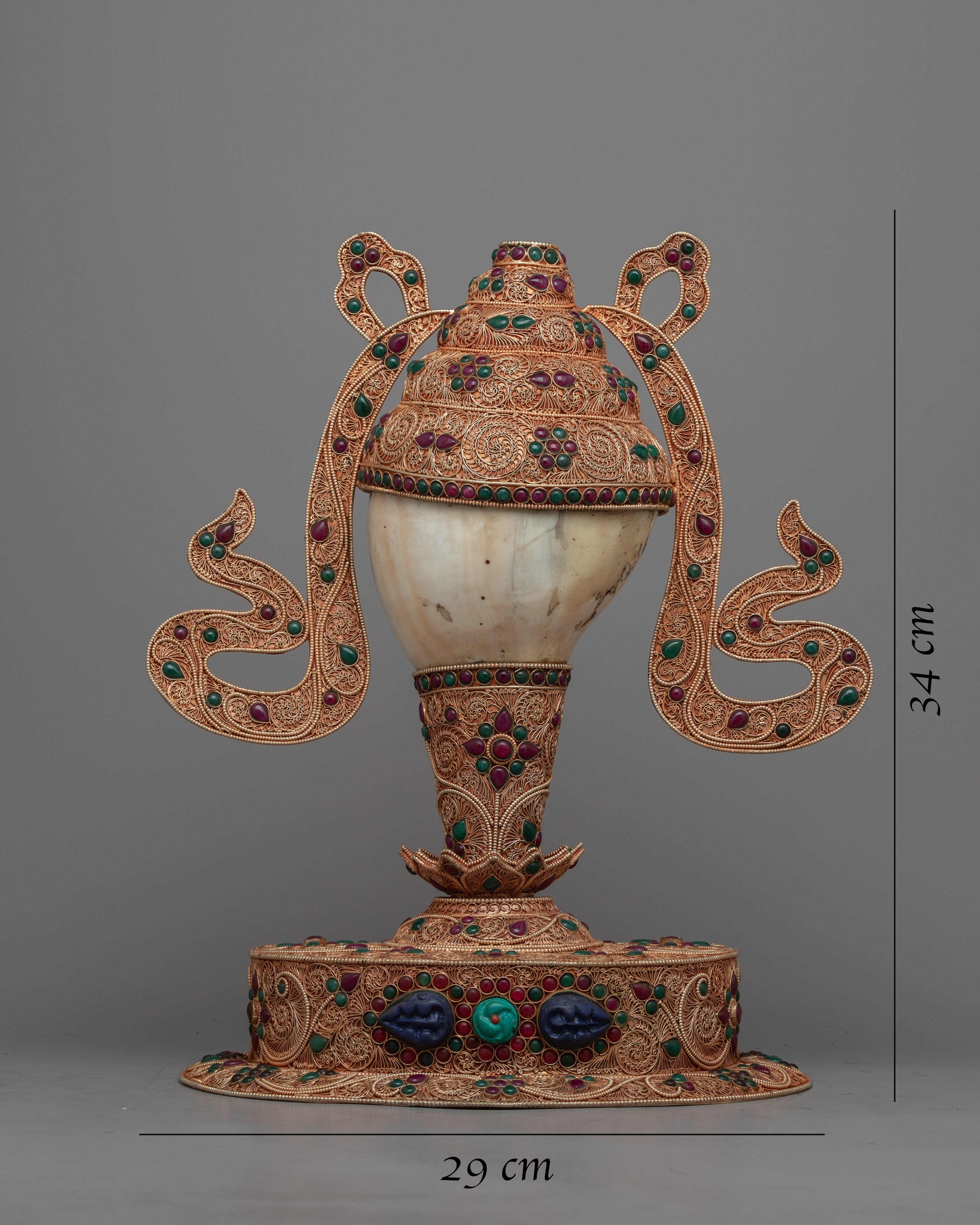 Tibetan Sankha with Stand | Religious Gift from Nepal