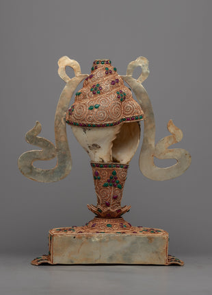 Tibetan Sankha with Stand | Religious Gift from Nepal