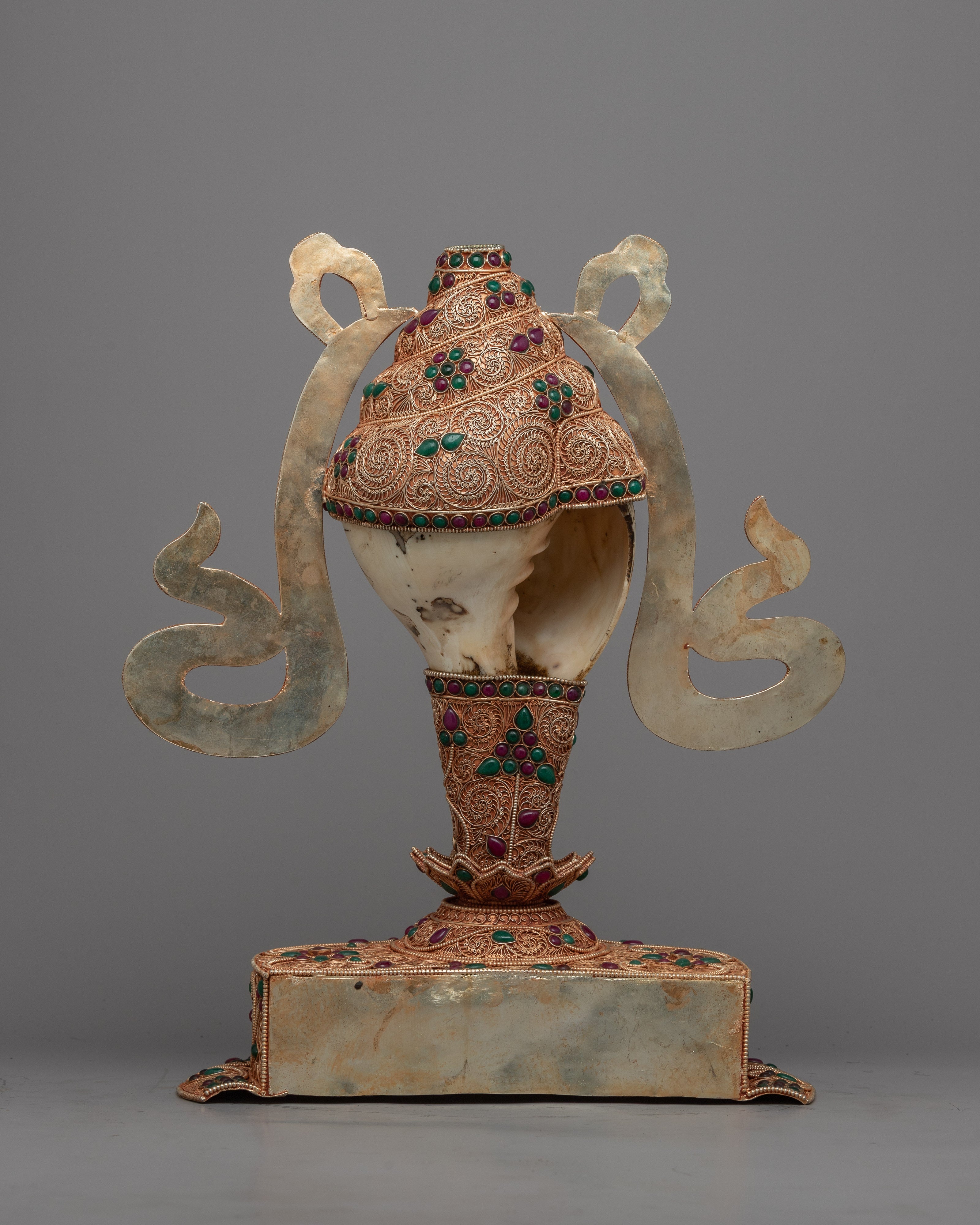 Tibetan Sankha with Stand | Religious Gift from Nepal
