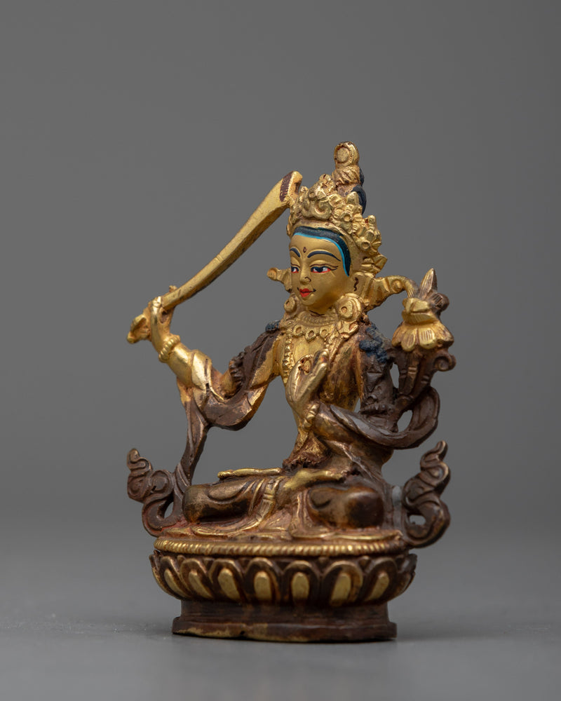 Golden Manjushri Statue | Bodhisattva Wisdom Deity