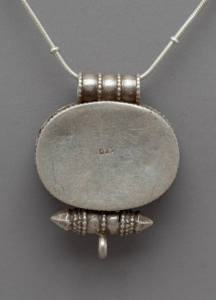 Oval Shaped Sterling Silver Buddhist Locket to Unlock Your Mindfulness | Zen Jewelry for Inner Peace