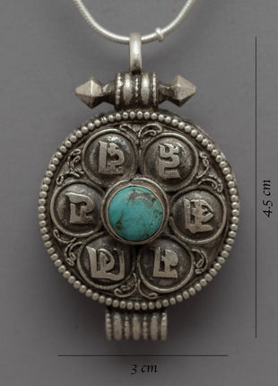 Small Silver Locket | Genuine Turquoise Adorned Locket
