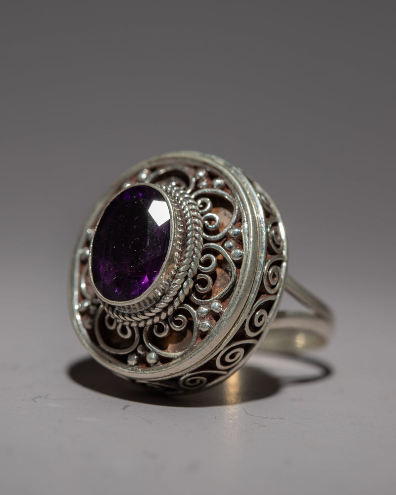 Sterling Silver Amethyst Ring | Radiant Amethyst Centerpiece