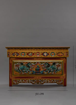 Tibetan Folding Wood Table | Hand-carved for Unique Interiors