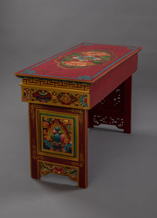 Tibetan Folding Wood Table | Hand-carved for Unique Interiors