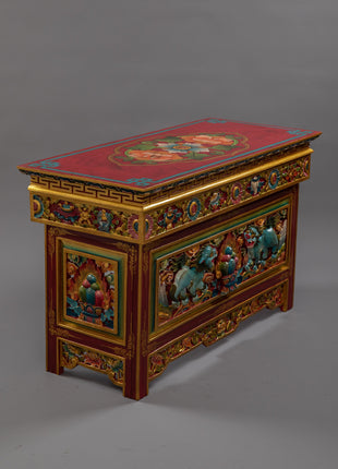 Tibetan Folding Wood Table | Hand-carved for Unique Interiors