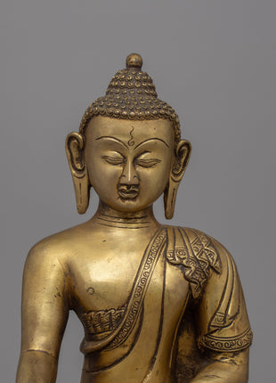 Brass Buddha Shakyamuni Statue | Sacred Spiritual Sculpture