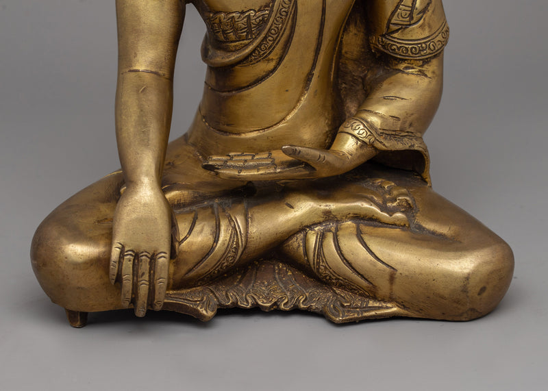 Brass Buddha Shakyamuni Statue | Sacred Spiritual Sculpture