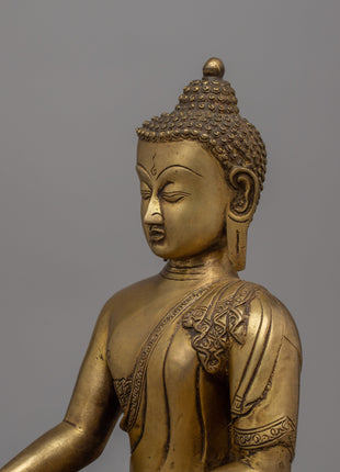 Brass Buddha Shakyamuni Statue | Sacred Spiritual Sculpture
