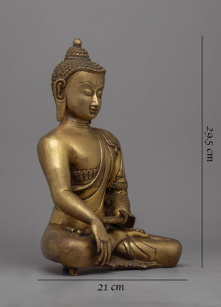 Brass Buddha Shakyamuni Statue | Sacred Spiritual Sculpture